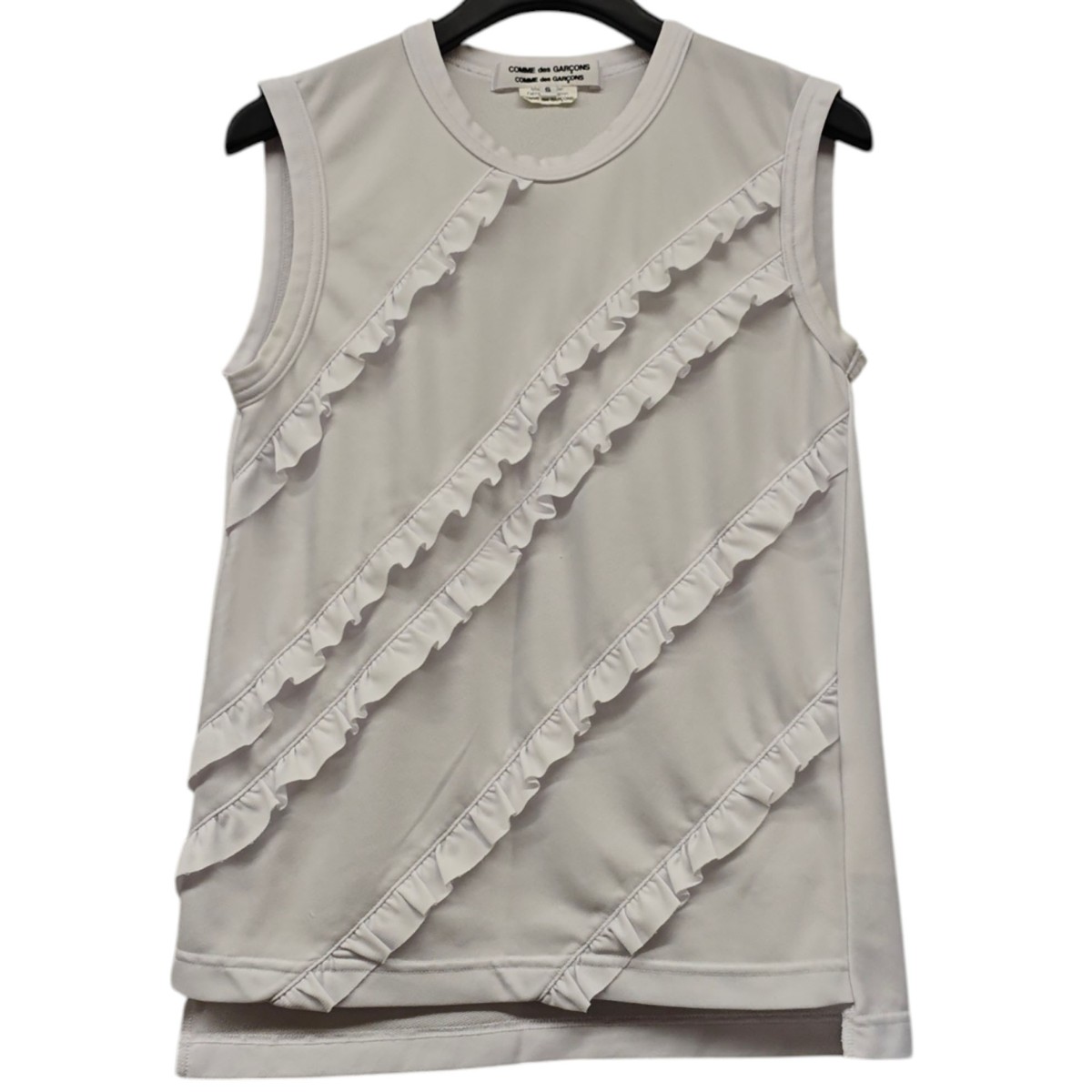 【中古】COMME des GARCONS COMME des GARCONS ノースリーブ フリルカットソー 白いこと 大きさ：S 【120526】（コムデギャルソンコムデギャルソン）