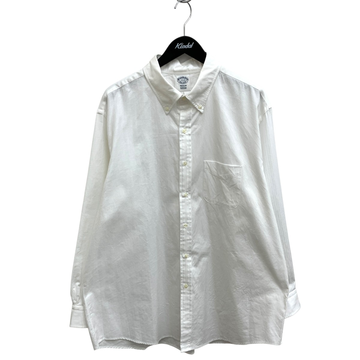 【中古】BROOKS BROTHERS MAKERS AND MARCHANTS オックスフォードティーシャツ 19-70-6564-01 白いこと 大いさ：17 1/2 【140526】（ブルックスブラザーズ）