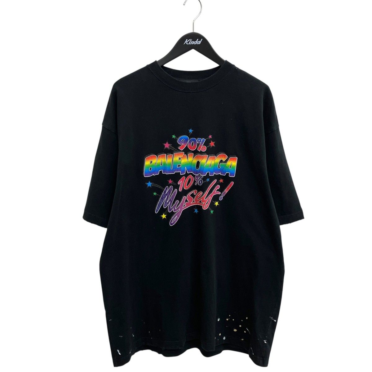 【中古】BALENCIAGA 22AW SLOGAN PRINT LARGE FIT T-SHIRTS 半袖カットソー 641675 黒いこと 大きさ：L 【140526】（バレンシアガ）