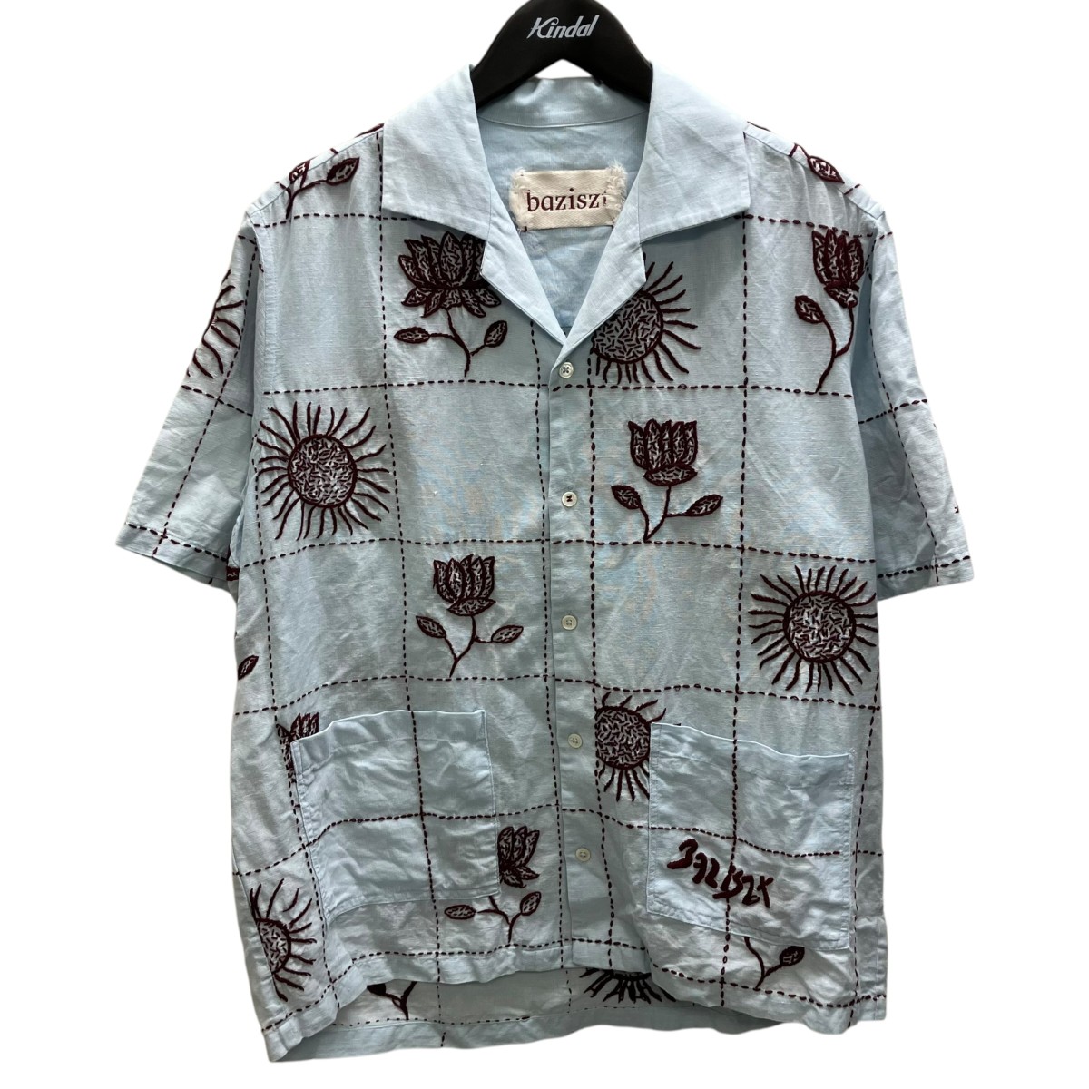 【中古】BAZISZT 刺しゅうプルオーバー 青色 大きさ：M 【140526】（）