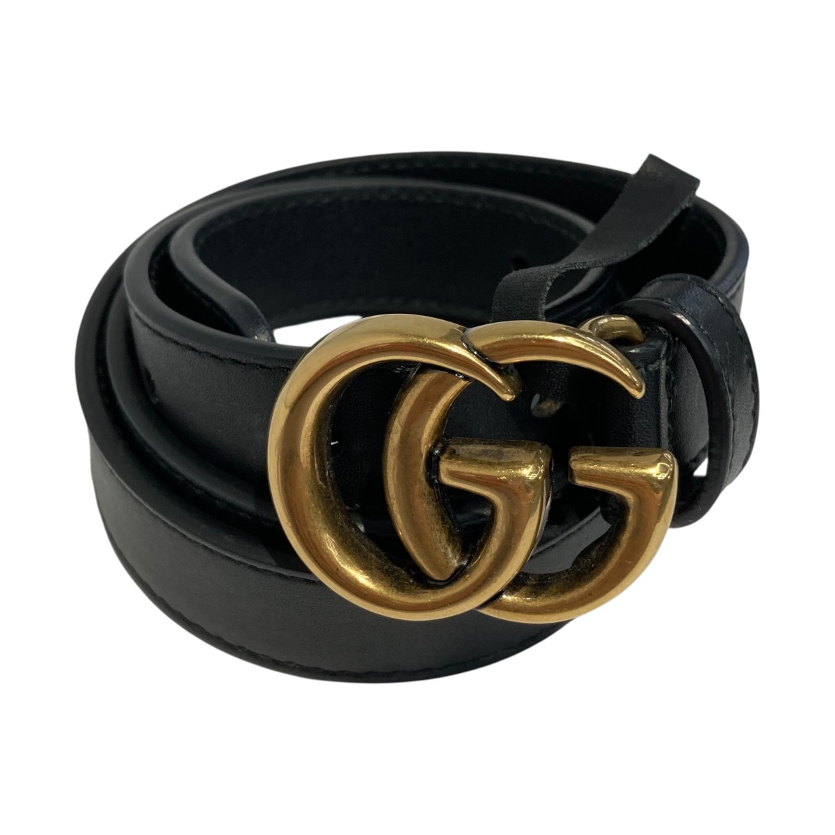【中古】GUCCI ダブルG スリムベルト 409417 AP00T ゴールド×ブラック 【140526】(グッチ)|ブランド古着のカインドオル