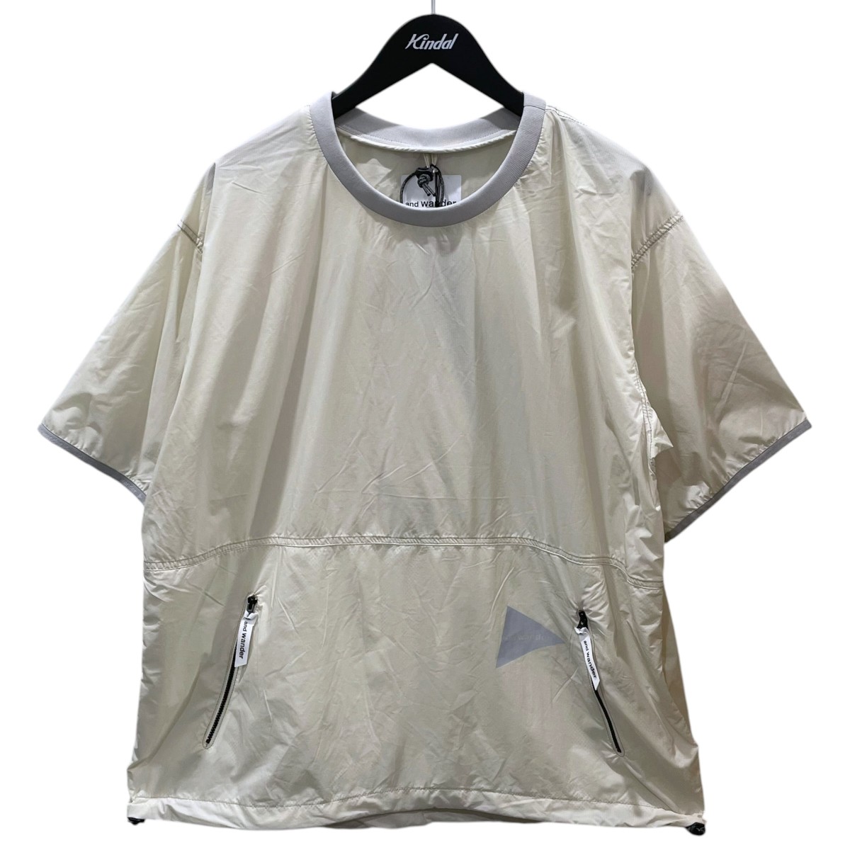【中古】\u003cBR\u003eand wander\u003cBR\u003e23SS パッカブル半袖トップス PERTEX wind T 基準打数テックス 気流 お茶 574-3121039 オフホワイト・ライトグレー 大きさ：XL\u003cBR\u003e【必要経費思いかえす】