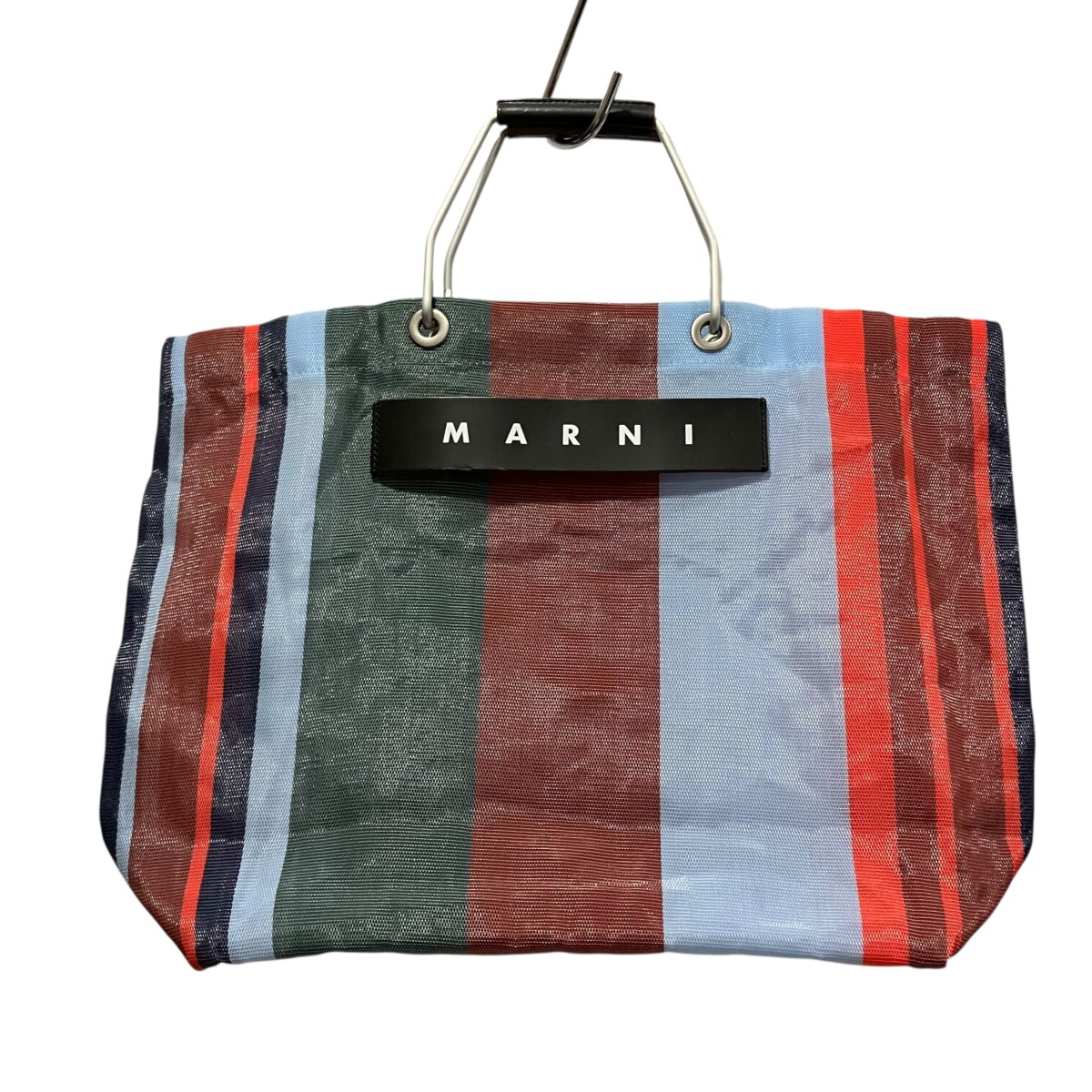 【中古】MARNI MARNI MARKET STRIPE BAG トートバッグ 青色×赤銅色 【140526】（マルニ）