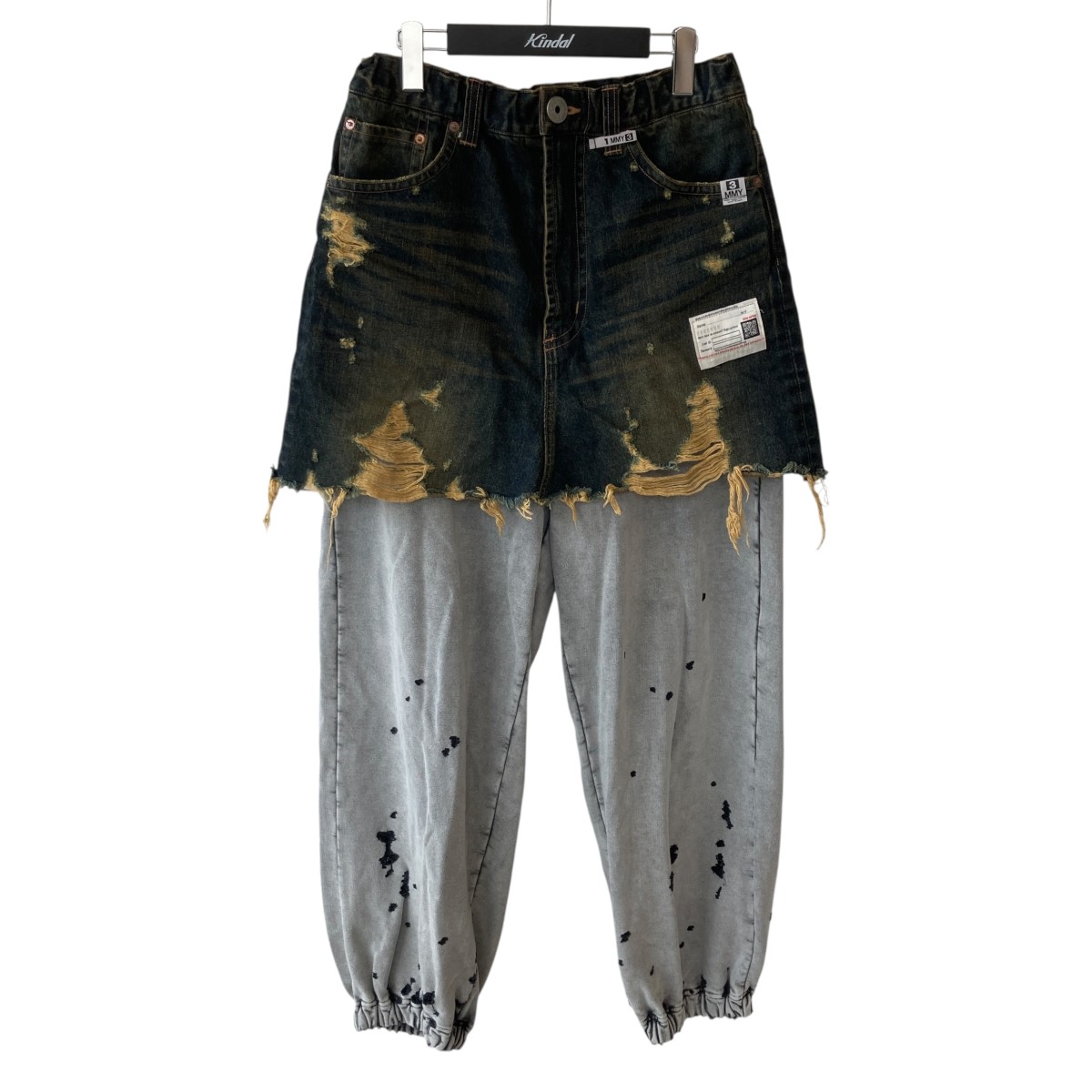 【中古】MIHARA YASUHIRO MMY WAIST LAYERED JEANS パンツ A15PT023 インディゴ×グレー サイズ:44 【150526】(ミハラヤスヒロ)|ブランド古着のカインドオル