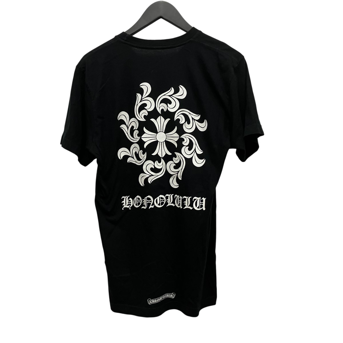 【中古】CHROME HEARTS Honolulu Back CH Plus Tee ロゴプリントポケット半袖カットソー 021-046842 黒いこと 大きさ：M 【140526】（クロムハーツ）