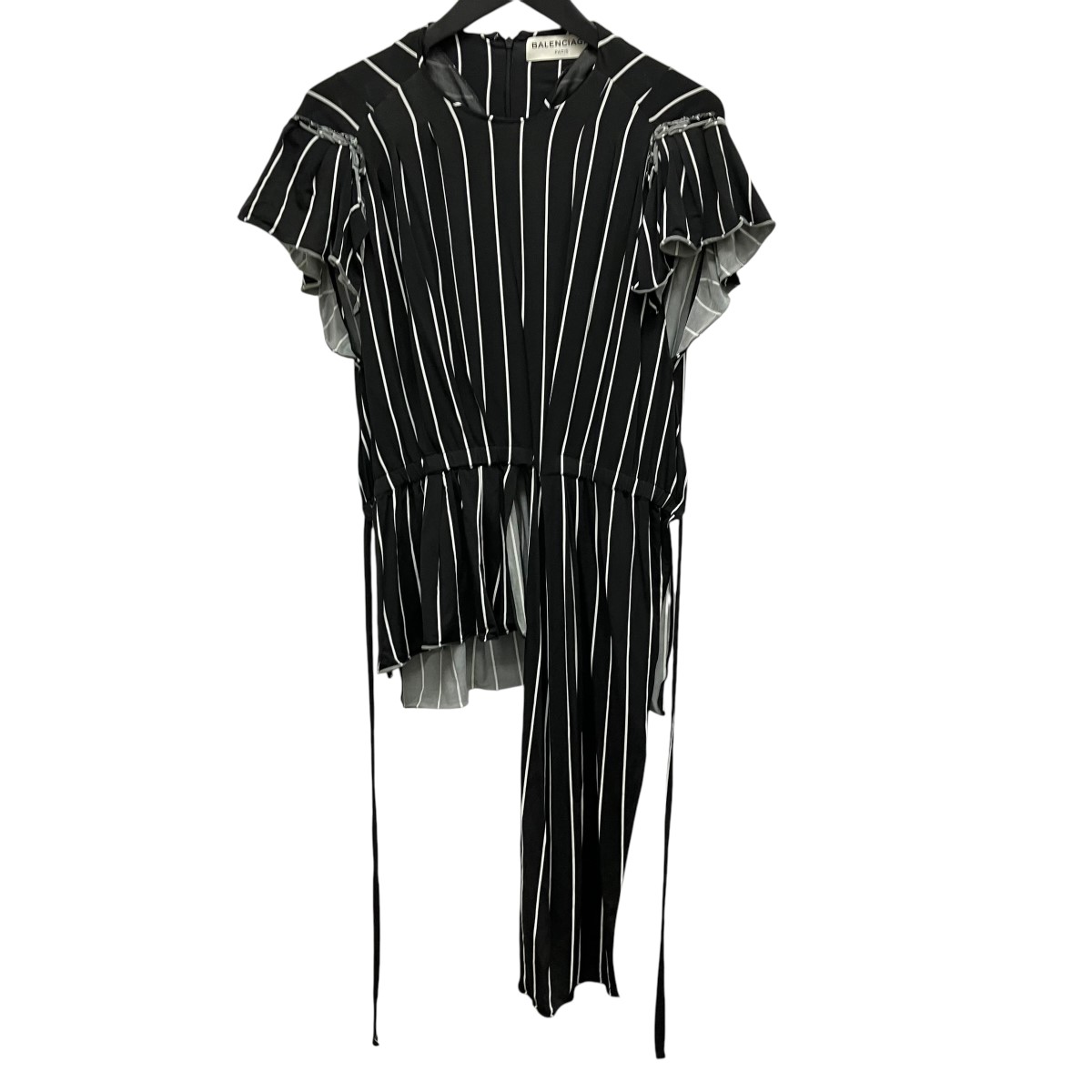 【中古】BALENCIAGA ストライプカットソー 黒いこと 大きさ：38 【140526】（バレンシアガ）