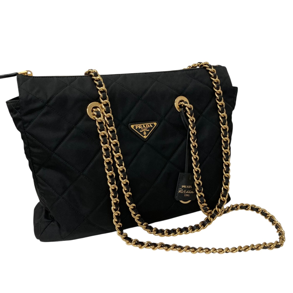 【中古】PRADA RE-EDITION 1995 チェーン店 RE－NYLON トートバック トートバッグ 1BG467 黒いこと 【150526】（プラダ）