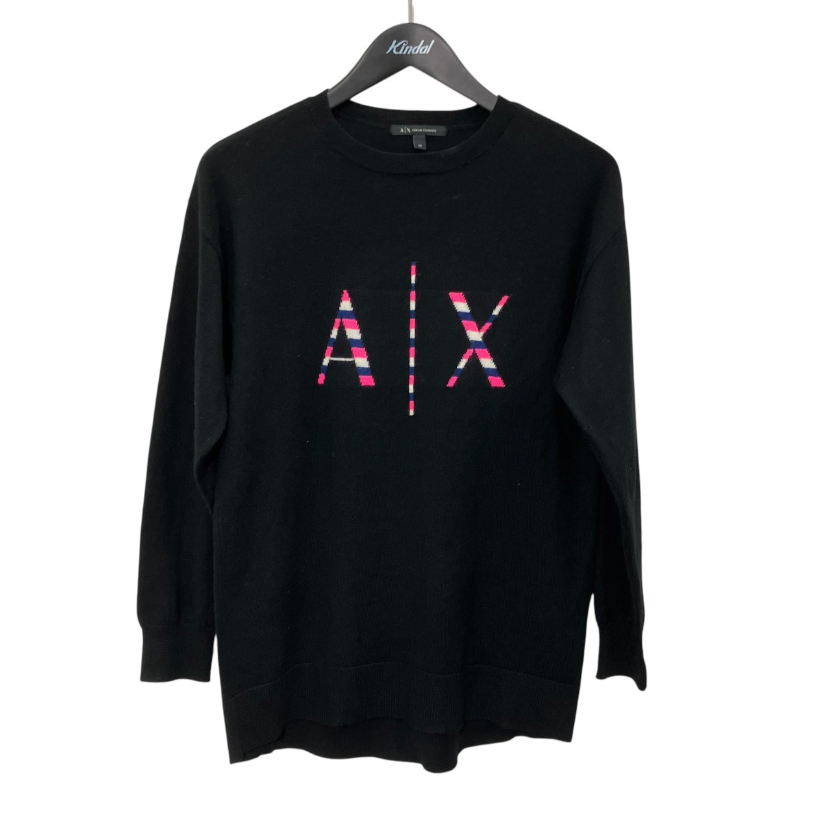 【中古】ARMANI EXCHANGE Round Neck Pullover with Logo プルオーバーにっと 6KYM2B YME3Z ブラック サイズ:XS 【150526】(アルマーニエクスチェンジ)|ブランド古着のカインドオル