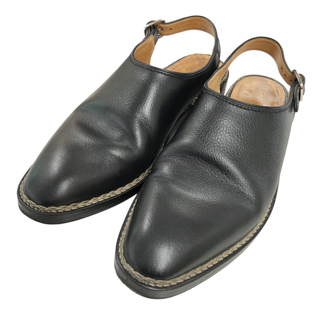 【中古】F．LLI Giacometti Slingback Sandal スリンクバックサンダル 黒いこと 大きさ：40 1/2 【150526】（フラッテッリ ジャコメッティ）