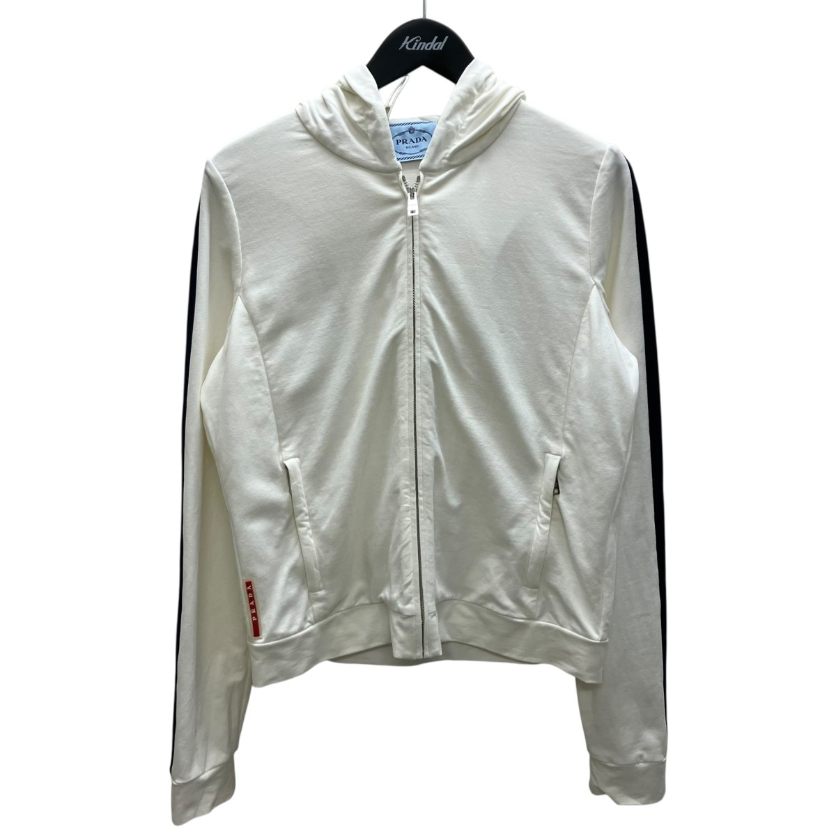 【中古】PRADA サイドラインジップパーカー 象牙色 大いさ：XL 【160526】（プラダ）