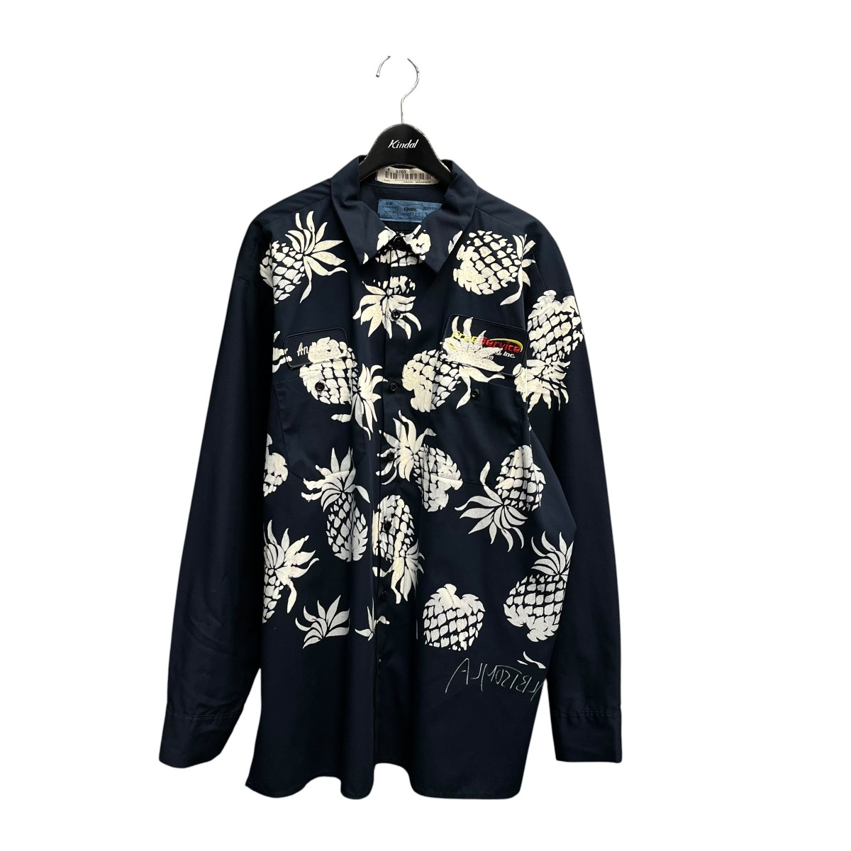 【中古】ALMOSTBLACK レギュラーカラーシャツ 17AW B006 米国海軍 大きさ：F 【150526】（オールモストブラック）