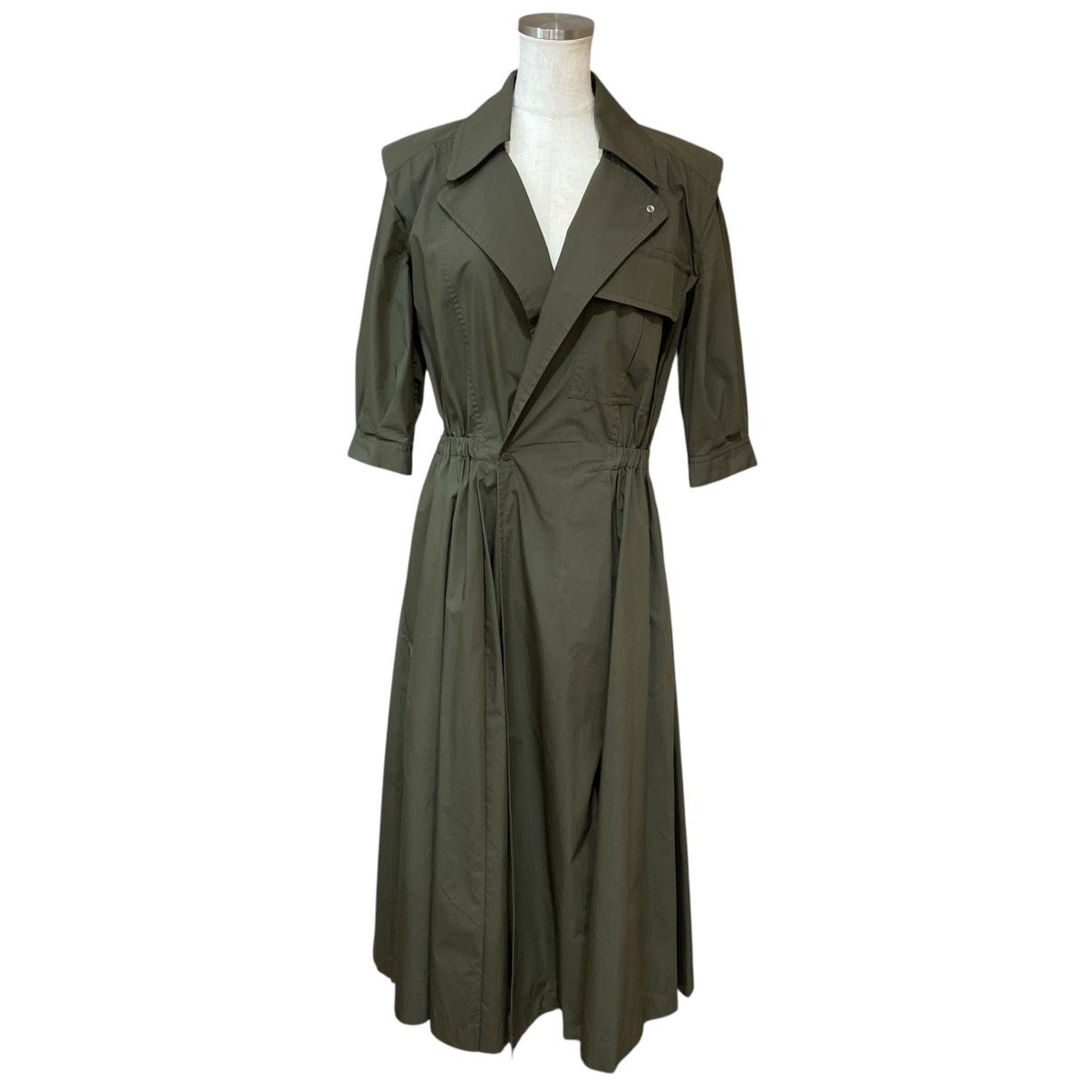 【中古】TOGA PULLA Cotton taffeta shirt dress TP91-FH237 カーキ 大きさ：36 【150526】（トーガプルラ）