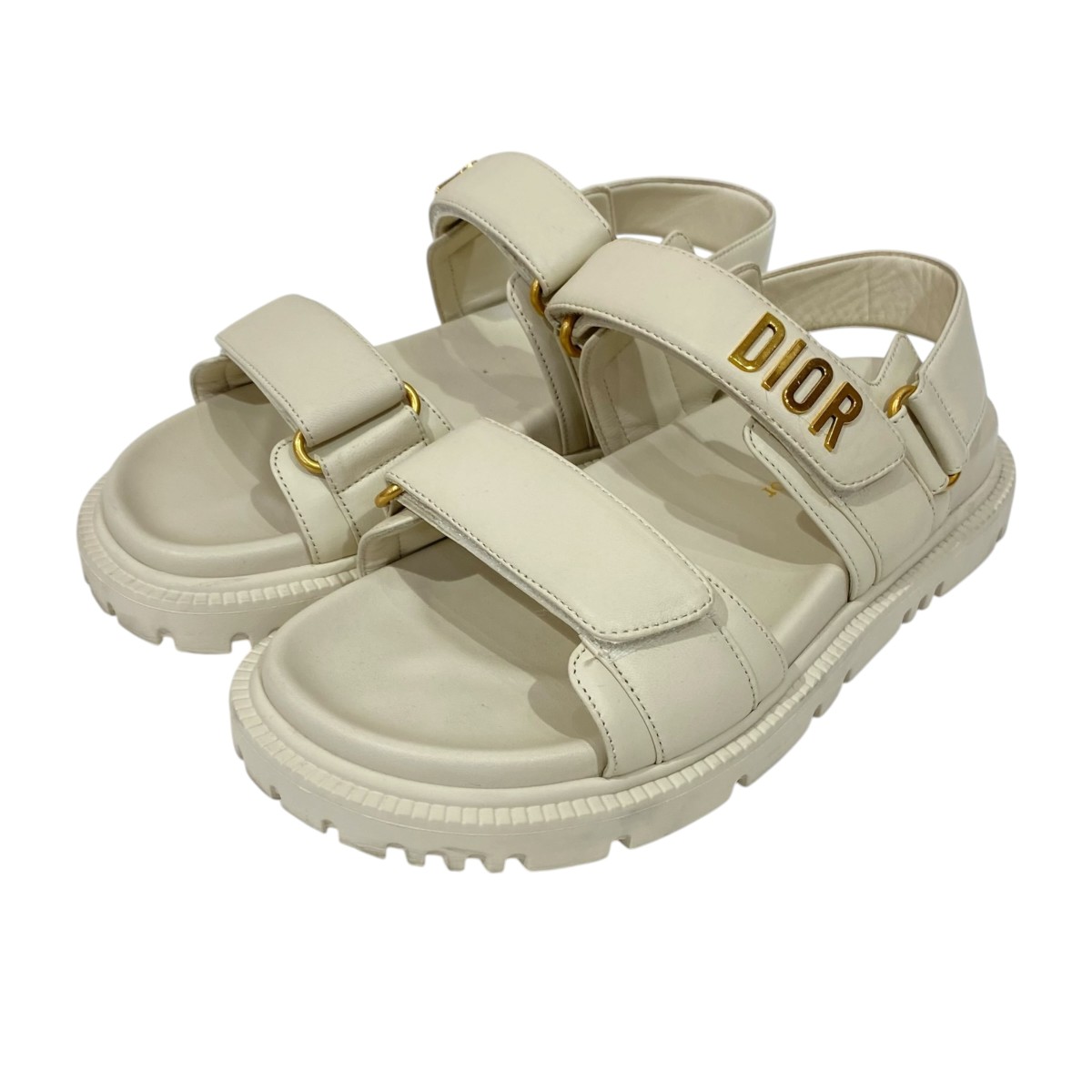【中古】Christian Dior アクトベルクロサンダル ベージュ 大いさ：35 【150526】（ディオール）
