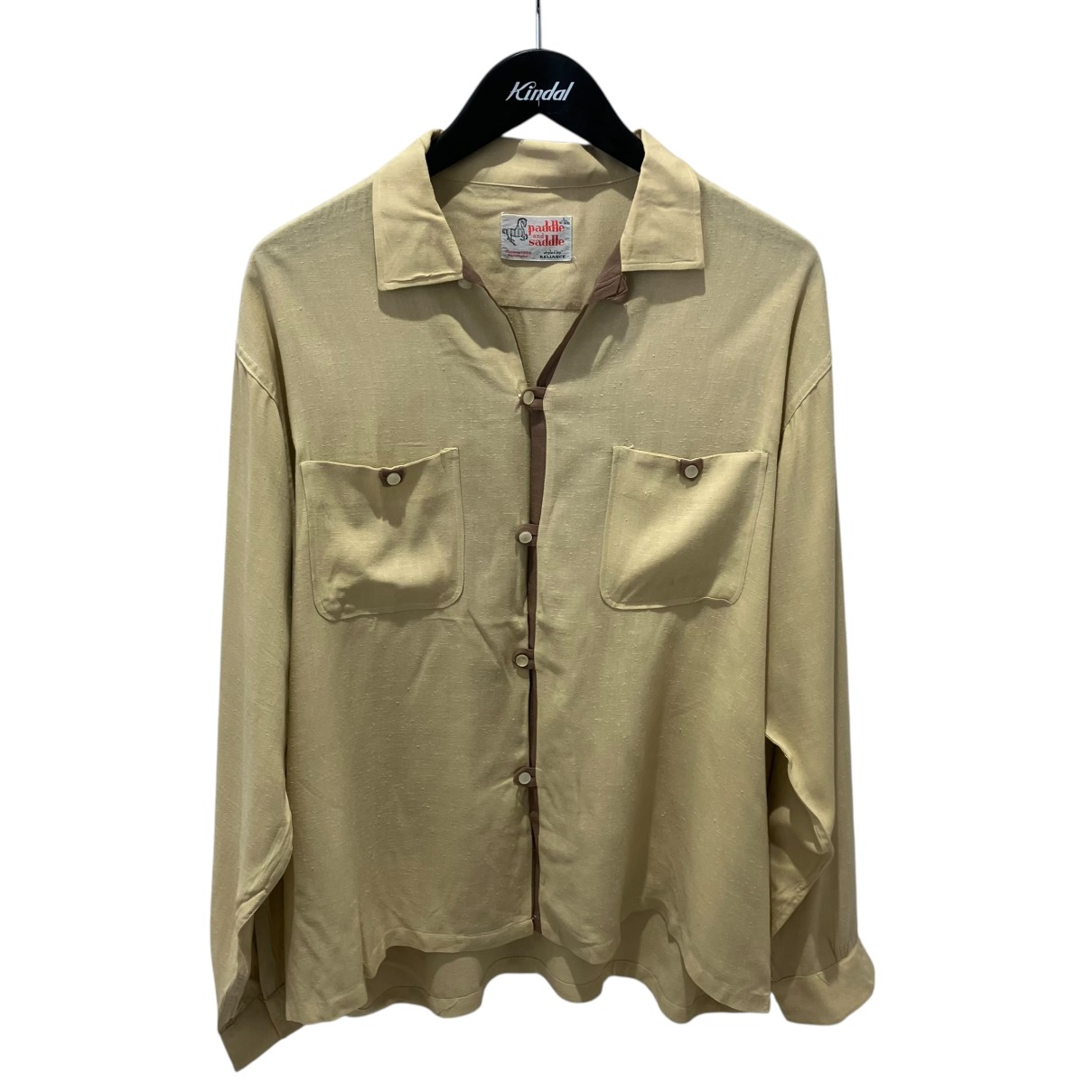【中古】PADDLE AND SADDLE 60s-70s VINTAGE 人絹絹地開襟プルオーバー プルオーバー ベージュ 大きさ：L 【160526】（パドル＆サドル）