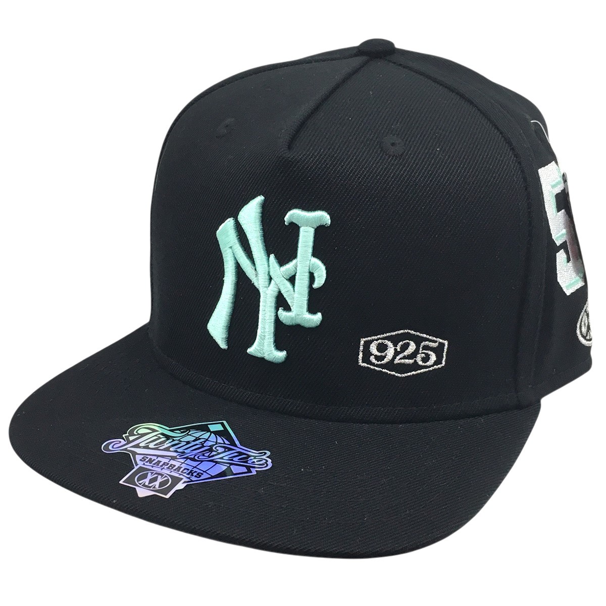【中古】TWNTY TWO MOOD別注 TIFFANY MOOD Black UV  Suede NY TIFFANY SNAPBACK CAP ニューヨーク州 ロゴタイプ 旗がしら かぶり笠 黒いこと×ツバ裏ティファニー青色調 【160526】（トゥエンティートゥー）