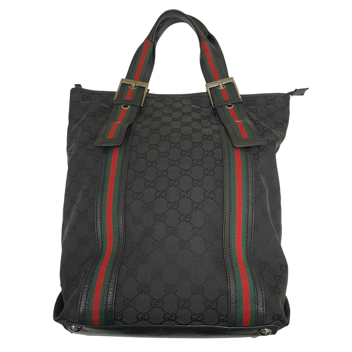 【中古】GUCCI　ウェビングライン GGキャンバス トートバッグ トートバッグ 131186 ブラック 【160526】（グッチ）｜ブランド古着のカインドオル