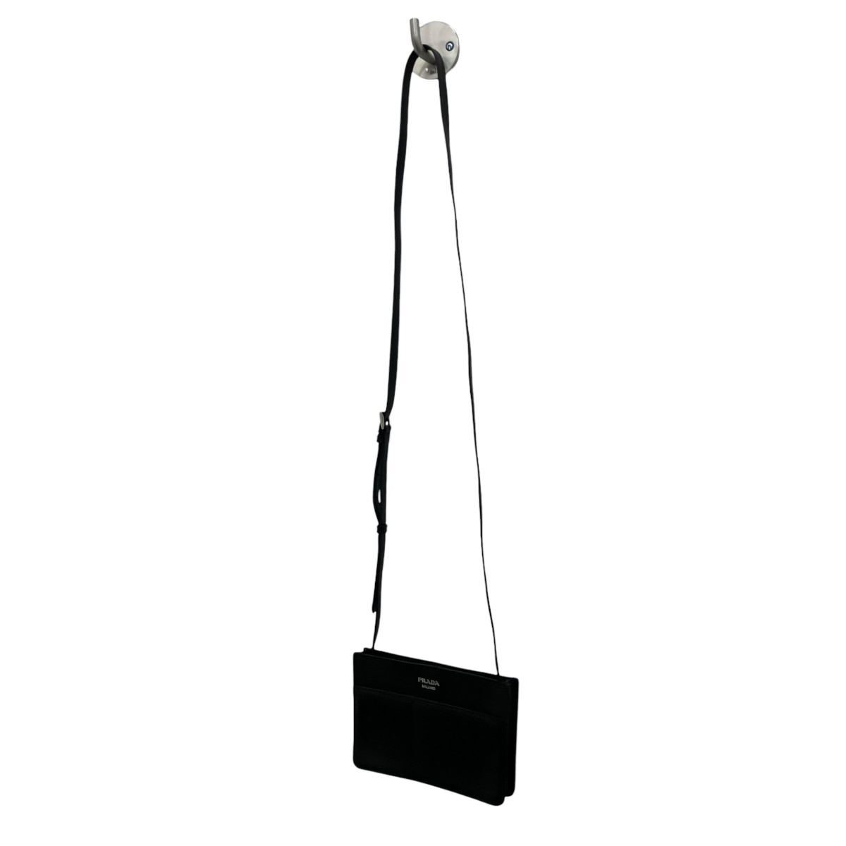 【中古】PRADA サフィアーノショルダーポーチ 黒いこと 【160526】（プラダ）