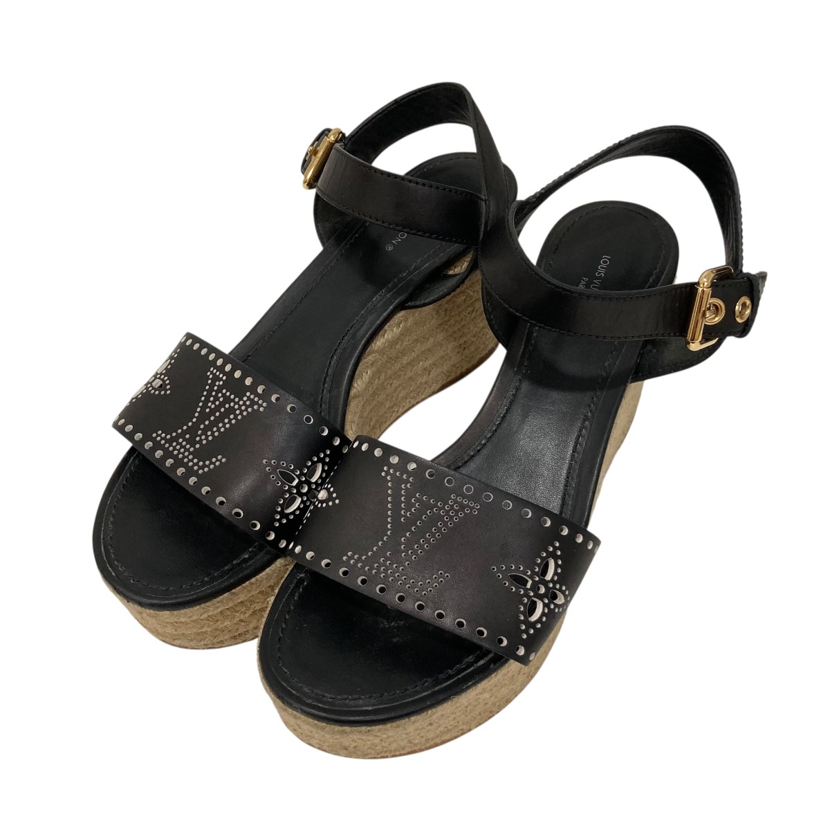 【中古】LOUIS VUITTON スターボードライン サンダル SC1201 黒いこと 大きさ：39 【170526】（ルイヴィトン）