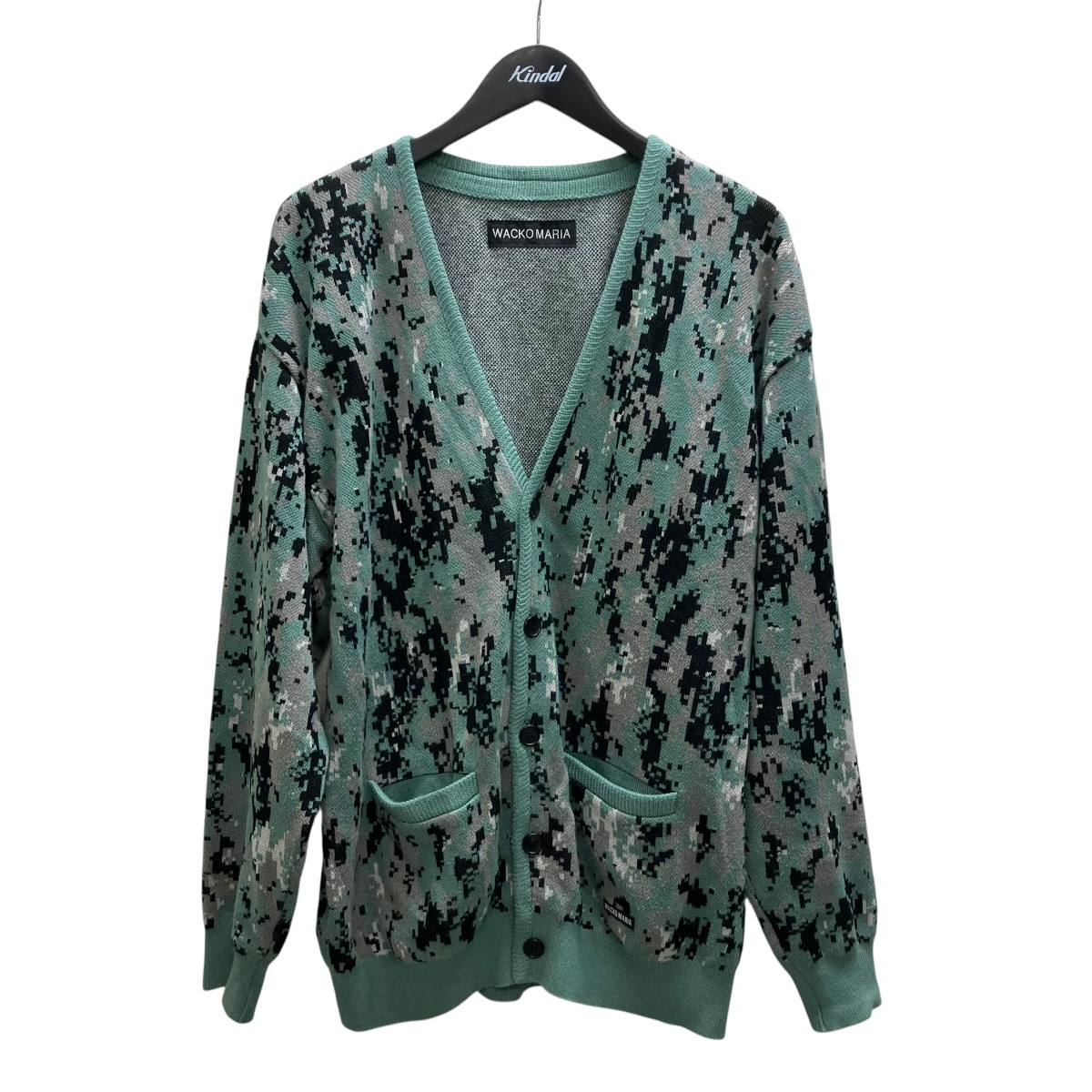【中古】WACKO MARIA 26SS DIGITALCAMO JACQUARD CARDIGAN デジカモカーディガン 緑であること 大きさ：L 【170526】（ワコマリア）