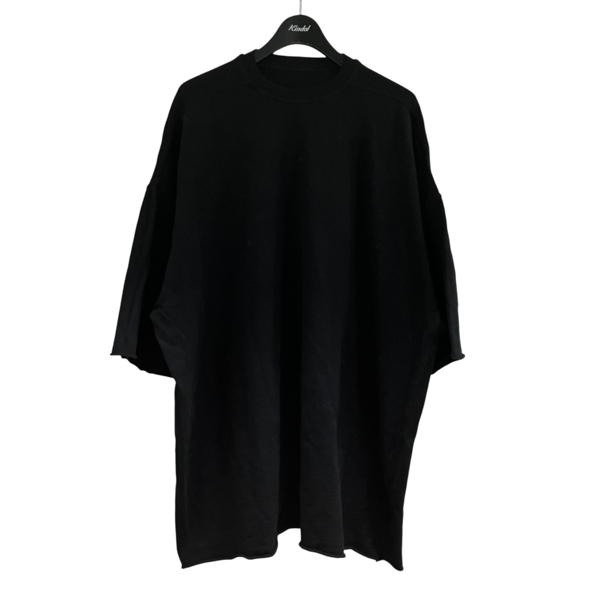 【中古】RICK OWENS オーバーサイズドハーフスリーブカットソー プルオーバー 黒いこと 大きさ：Free 【170526】（リックオウエンス）
