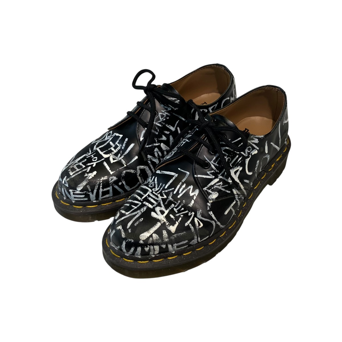 【中古】Dr．Martens×COMME des GARCONS COMME des GARCONS お手々絵の具 なめし革シューズ 14438 黒いこと 大きさ：4 【180526】（御医者さんマーチン×コムデギャルソンコムデギャルソン）