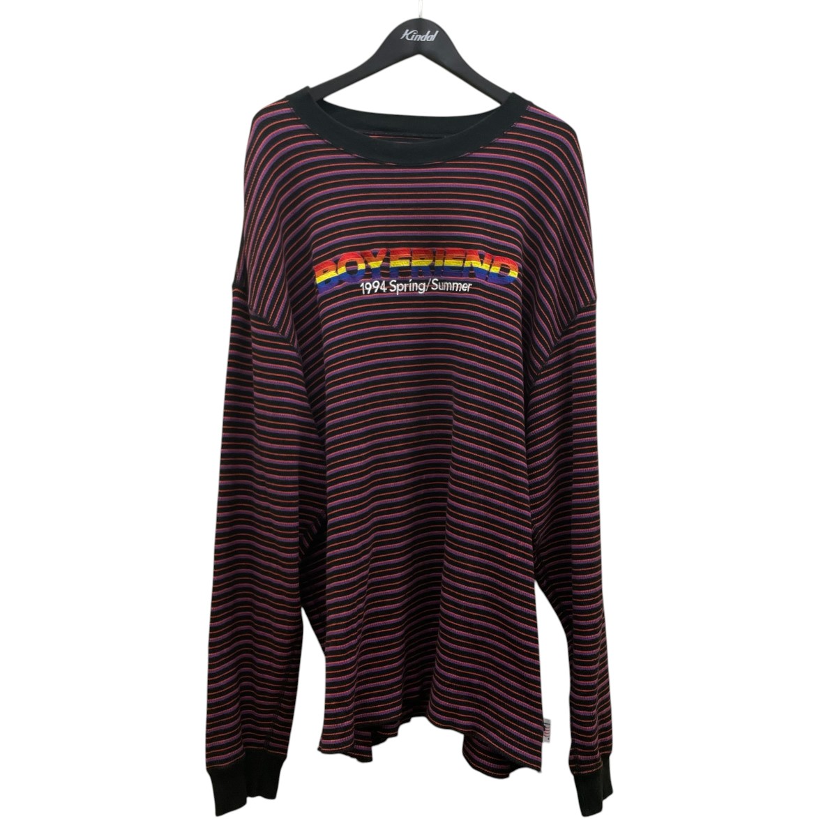 【中古】DAIRIKU couple border embroidery tee 刺しゅう 間借り人 綿織物 長袖汗水 ロングスリーブカットソー 22SS C-10 パープル 大きさ：FREE 【170526】（ダイリク）