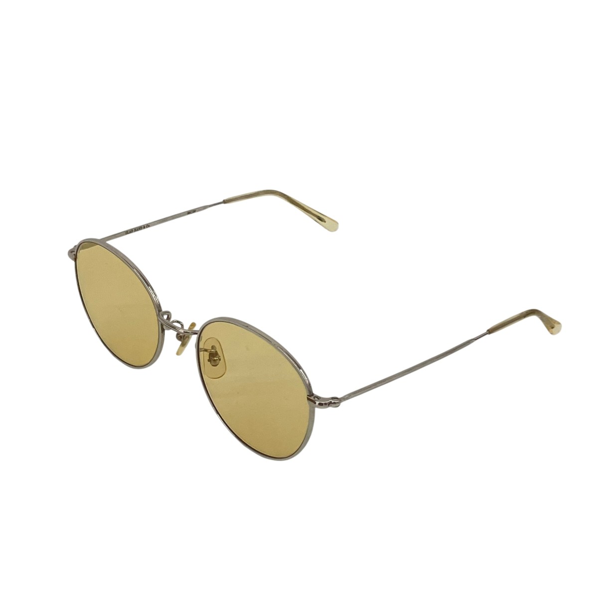 【中古】GLAD HAND×石井浩二 JAMES-GLASSES 黒眼鏡 しろがね色×黄み 大きさ：53□20 【170526】（グラッドハンド×イシイコウジ）