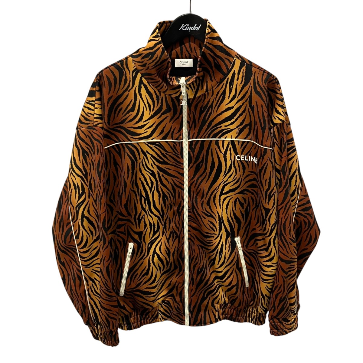 【中古】CELINE22SS Tiger Zip Up Track Jacket トラックジャケット 2Y654382Q ブラウン サイズ：L【価格見直し】｜ブランド古着のカインドオル