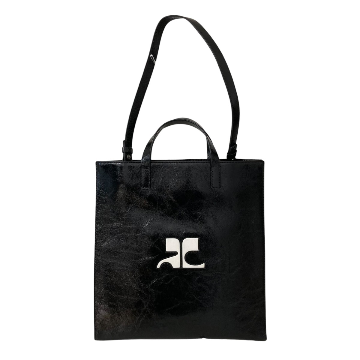 【中古】courreges なめし革 2WAYショルダーバッグ 黒いこと 【180526】（クレージュ）