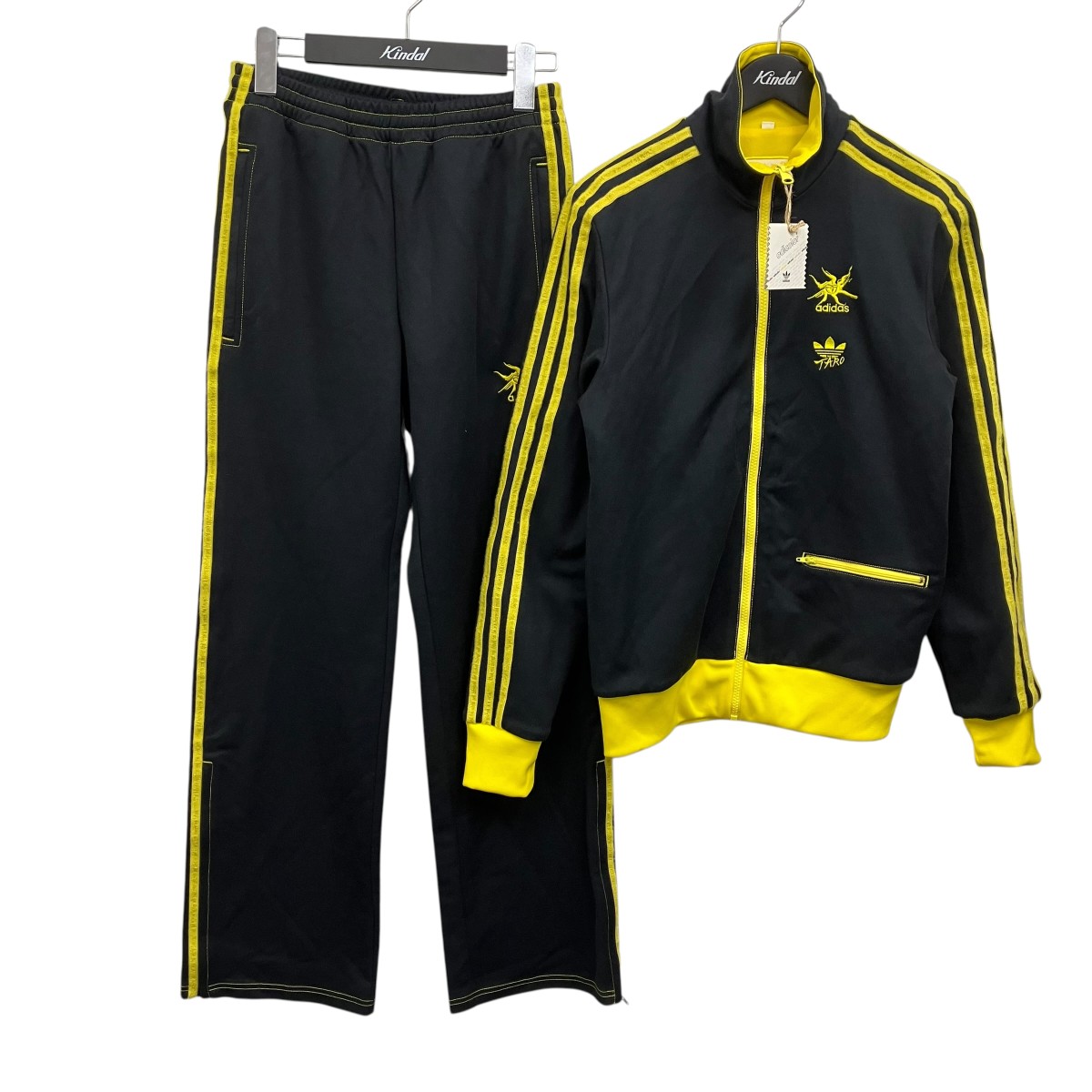【中古】adidas×岡本太郎 ジャージセットアップ 黄み×黒いこと 大きさ：XS 【180526】（アディダス）