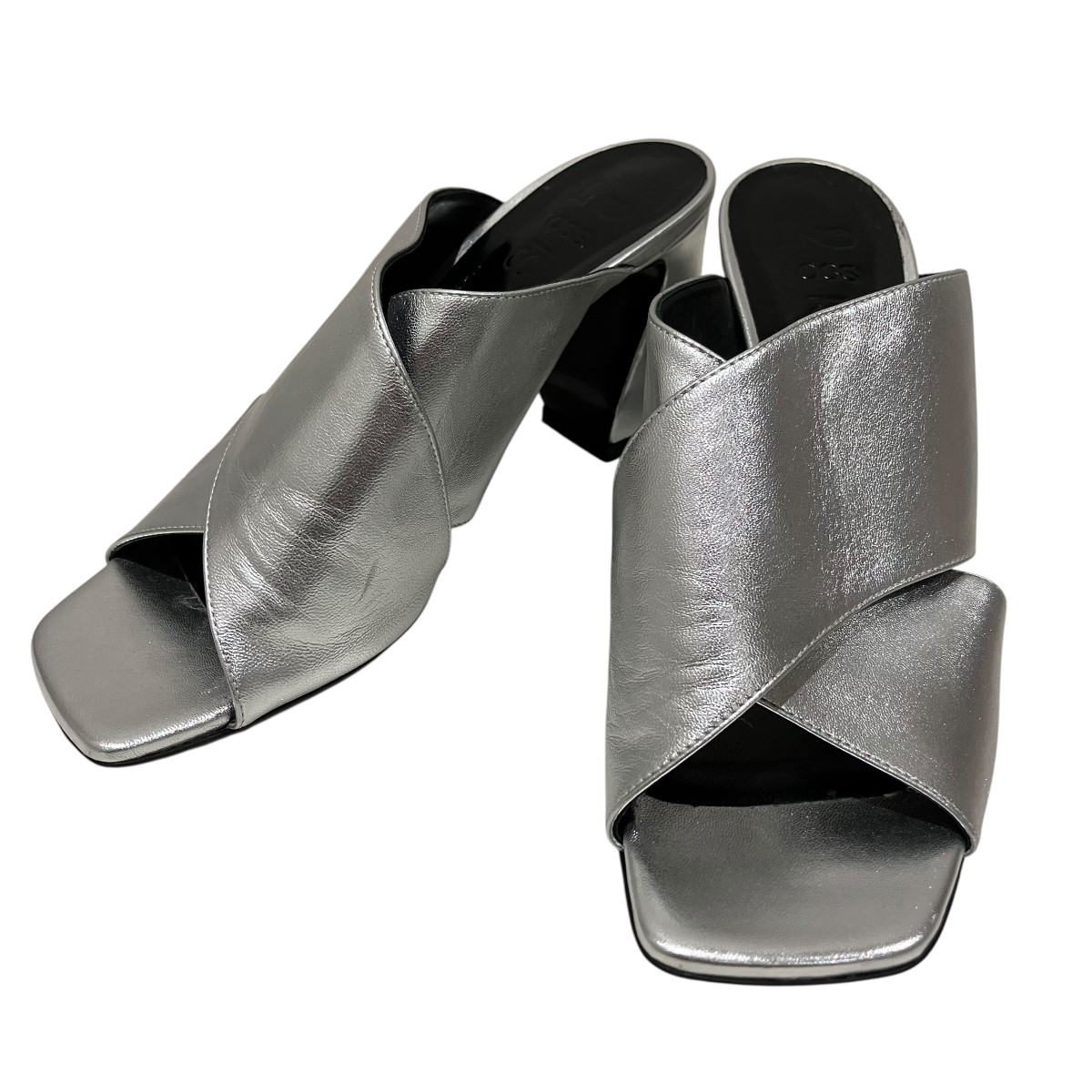 【中古】sergio rossi NAPPA SILK ARGENTO 踵サンダル しろがね色 大きさ：37 1/2 【180526】（セルジオロッシ）