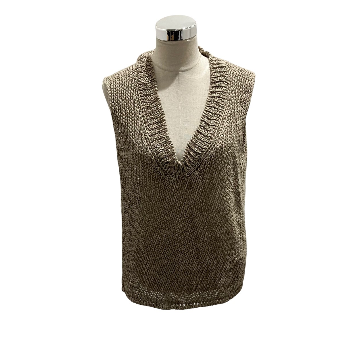 【中古】COMME des GARCONS　26SS ヘンプニットベスト GQ-N006 ベージュ サイズ：XS 【180526】（コムデギャルソン）｜ブランド古着のカインドオル