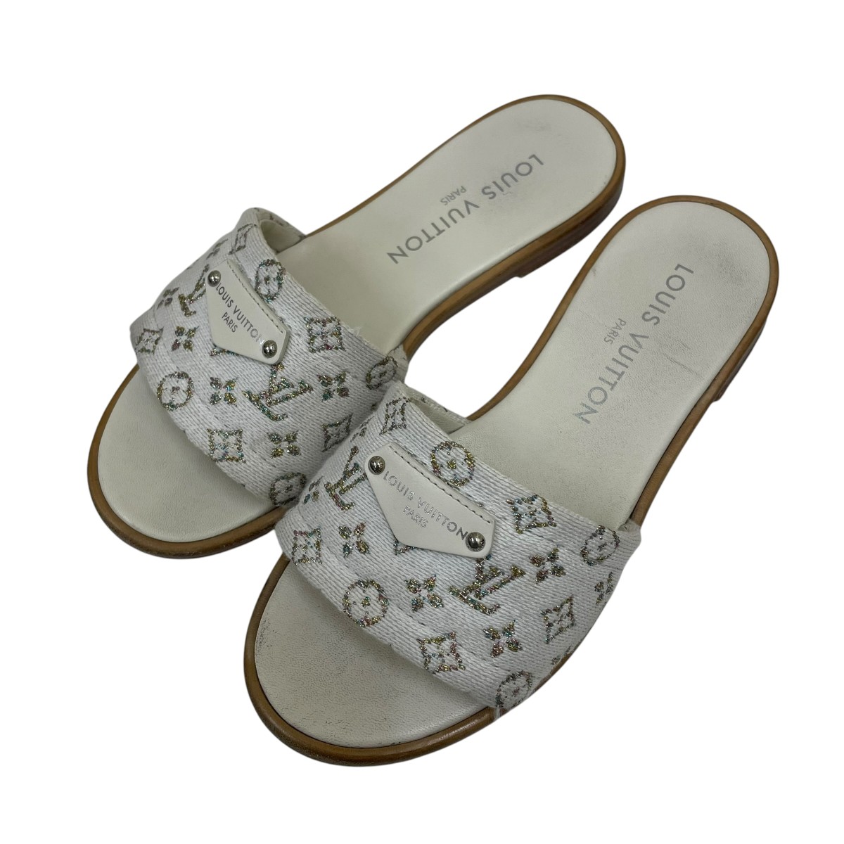 【中古】LOUIS VUITTON リリー ミュール サンダル 白いこと 大きさ：36 【180526】（ルイヴィトン）