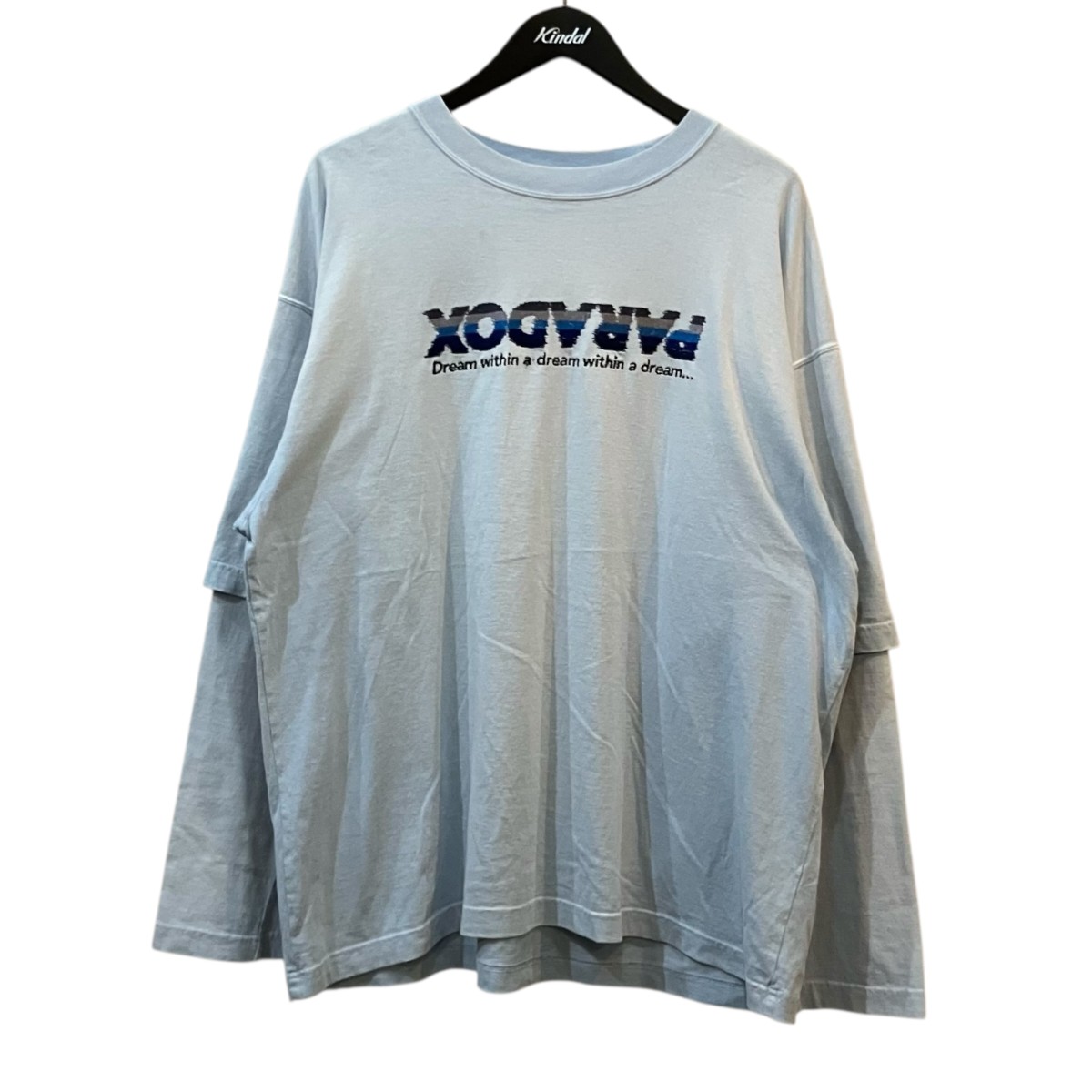 【中古】DAIRIKUPARADOX Embroidery Switching Tee パラドックスエンブロイダリィー Tシャツ スカイブルー サイズ：M【価格見直し】｜ブランド古着のカインドオル