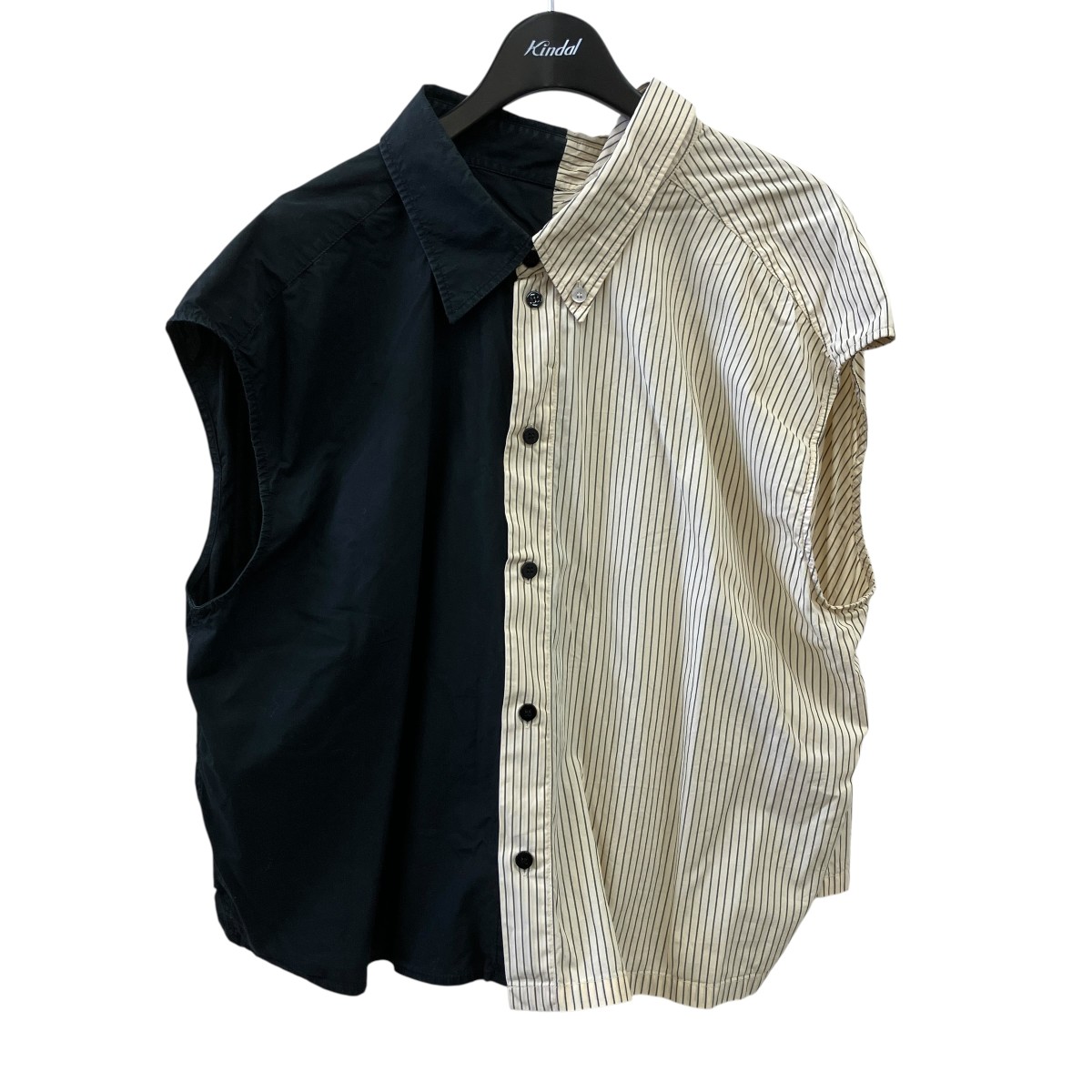 【中古】MM6 Maison Margiela ノースリーブプルオーバー S32DL0256 STN943 ベージュ×黒いこと 大きさ：40 【190526】（マルタンマルジェラ）