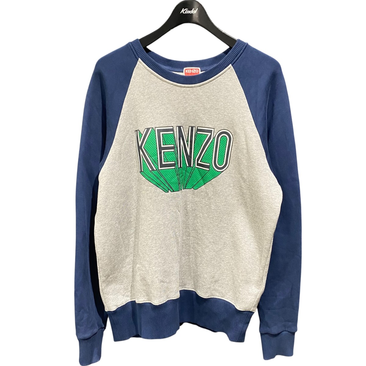 【中古】KENZO 3D RAGLAN SWEATSHIRT FD65SW1034MB 薄墨色×米国海軍 大きさ：L 【180526】（ケンゾー）