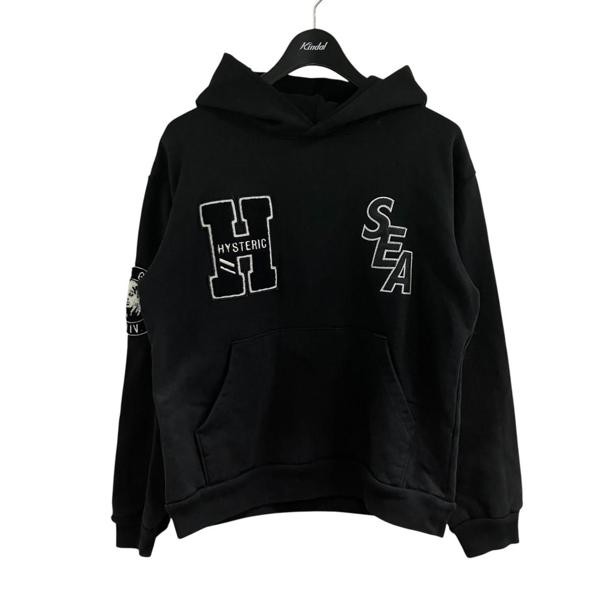 【中古】Hysteric Glamour×WIND AND SEA ティーシャツパーカー 黒いこと 大きさ：M 【190526】（ヒステリックグラマー×ウィンダンシー）