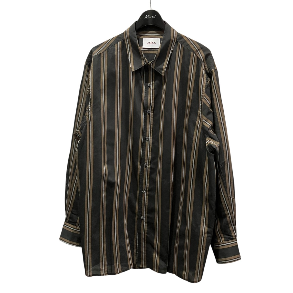 【中古】colbo ストライプシルクシャツ 黒いこと×赤銅色 大きさ：L 【190526】（コルボ）