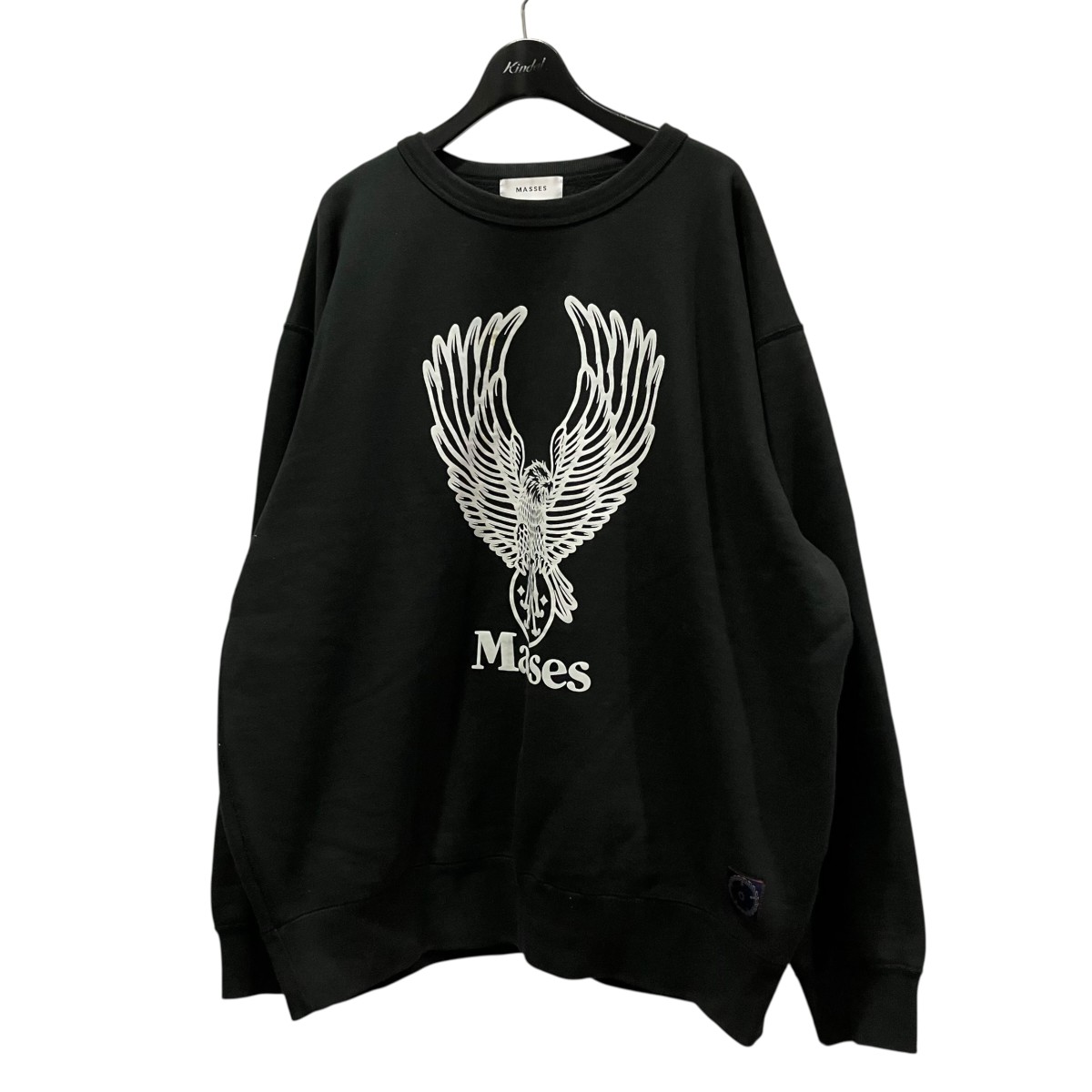 【中古】MASSES&times;M＆MSWEAT CREW EAGLE M イーグルプリントスウェット ブラック サイズ：L【価格見直し】｜ブランド古着のカインドオル