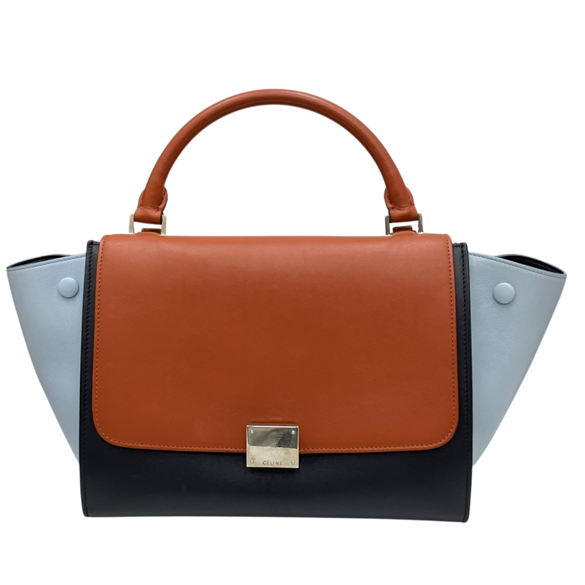 【中古】CELINE 2WAY御徒面子 2106 TRAPEZE 赤銅色×米国海軍×天の原青碧 【200526】（セリーヌ）