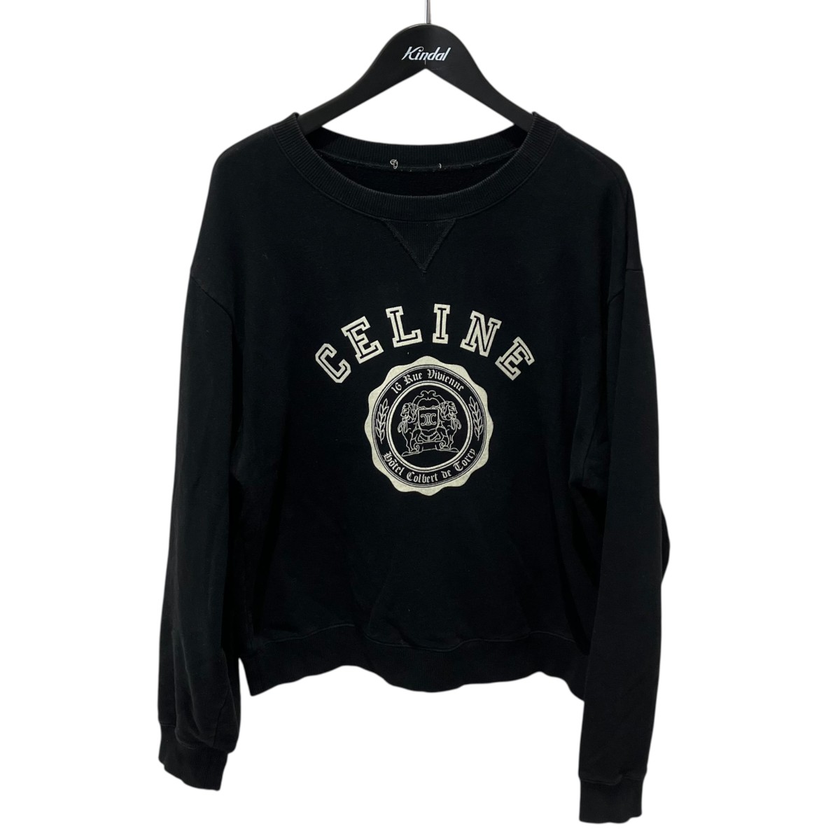 【中古】CELINE BLASONフロックスウェットシャツ 調教師 RY030670Q 38AW 黒いこと 大きさ：L 【200526】（セリーヌ）