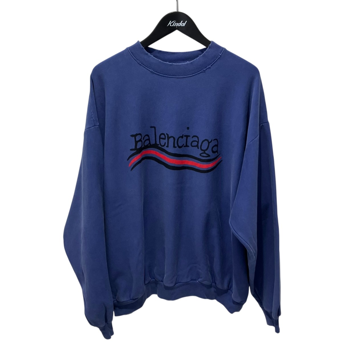 【中古】BALENCIAGA 社会的運動ロゴタイプ 不都合産業汗水 720428 青碧 大いさ：L 【200526】（バレンシアガ）