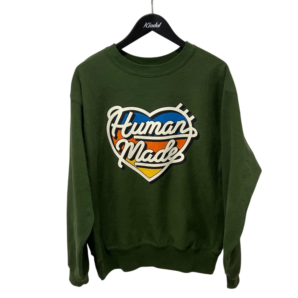 【中古】HUMAN MADE 26SS HEAVYWEIGHT SWEATSHIRT 汗水 HM31CS035 緑であること 大きさ：L 【200526】（ヒューマンお手伝いさん）
