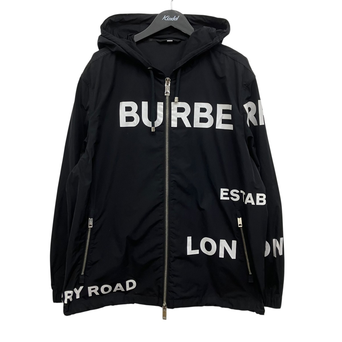 【中古】BURBERRY HORSEFERRY PRINT PARKA ナイロン上衣 黒いこと 大きさ：56 【200526】（赤ちょうちんバリー）