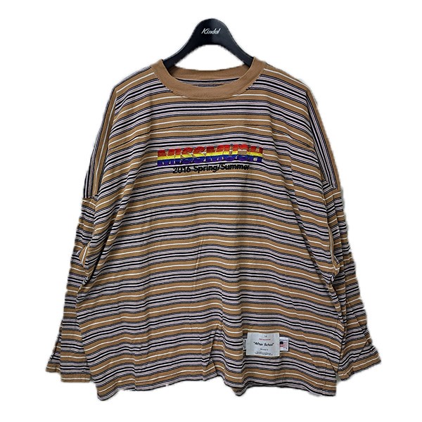 【中古】DAIRIKU MISSMUCH Border Football Tee マルチボーダーカットソー 蹴球T 22AW MD-2 赤銅色×サクラ色×黒いこと×白いこと 大きさ：F 【200526】（ダイリク）