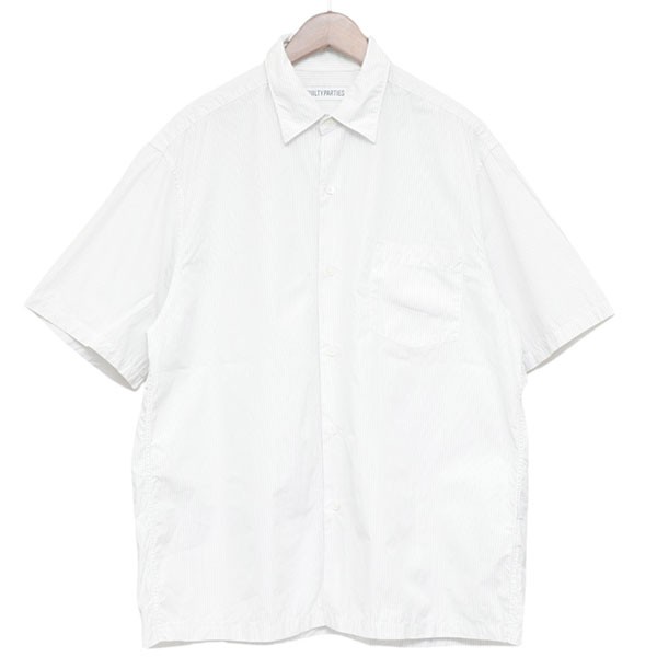 【中古】WACKO MARIA×S．I．C． TESS レギュラーカラーストライプハーフスリーブシャツ 半袖プルオーバー 白いこと 大きさ：L 【200526】（ワコマリア×シクテス）