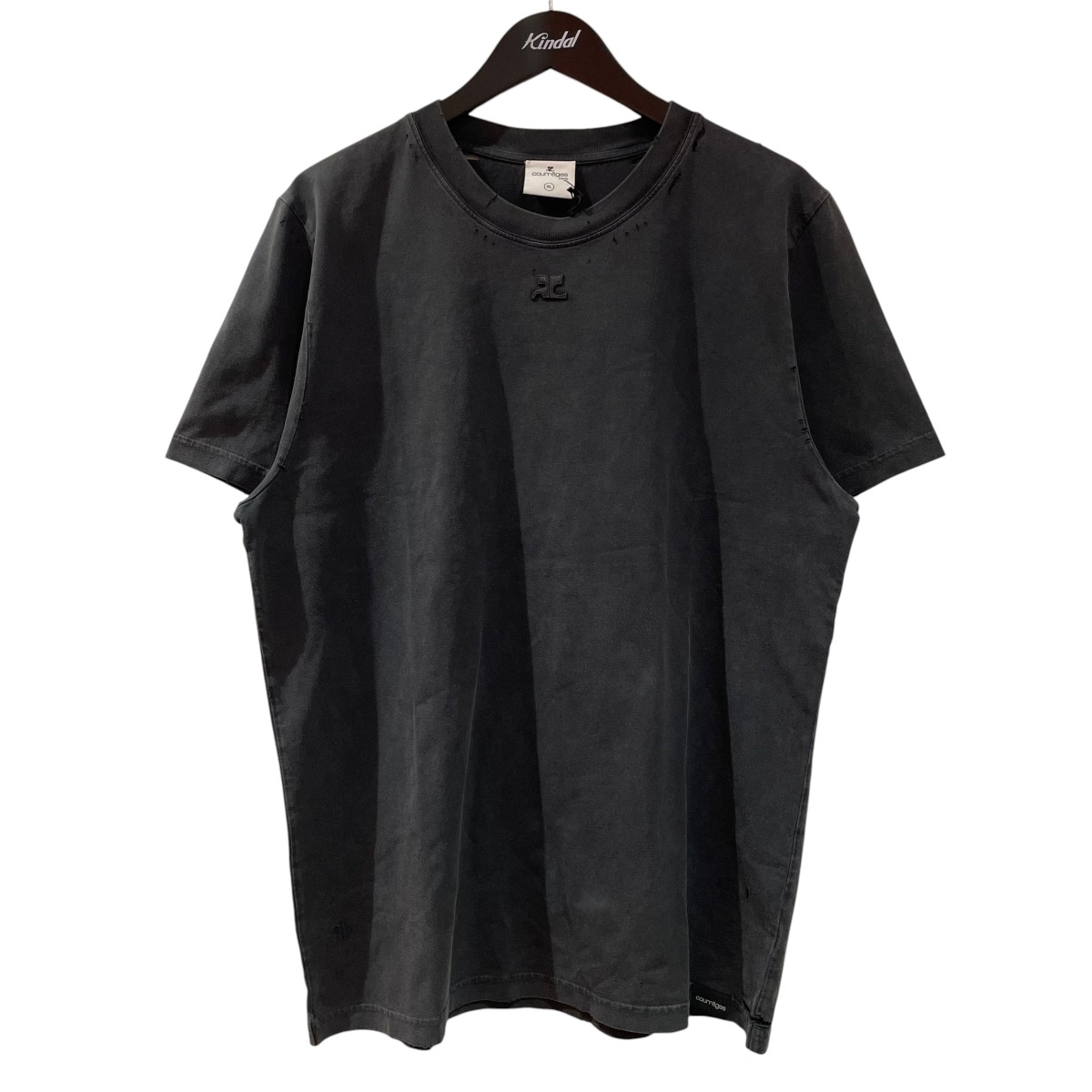 【中古】courreges 半袖プルオーバー 323JTS008JS0100 薄墨色 大きさ：XL 【200526】（クレージュ）