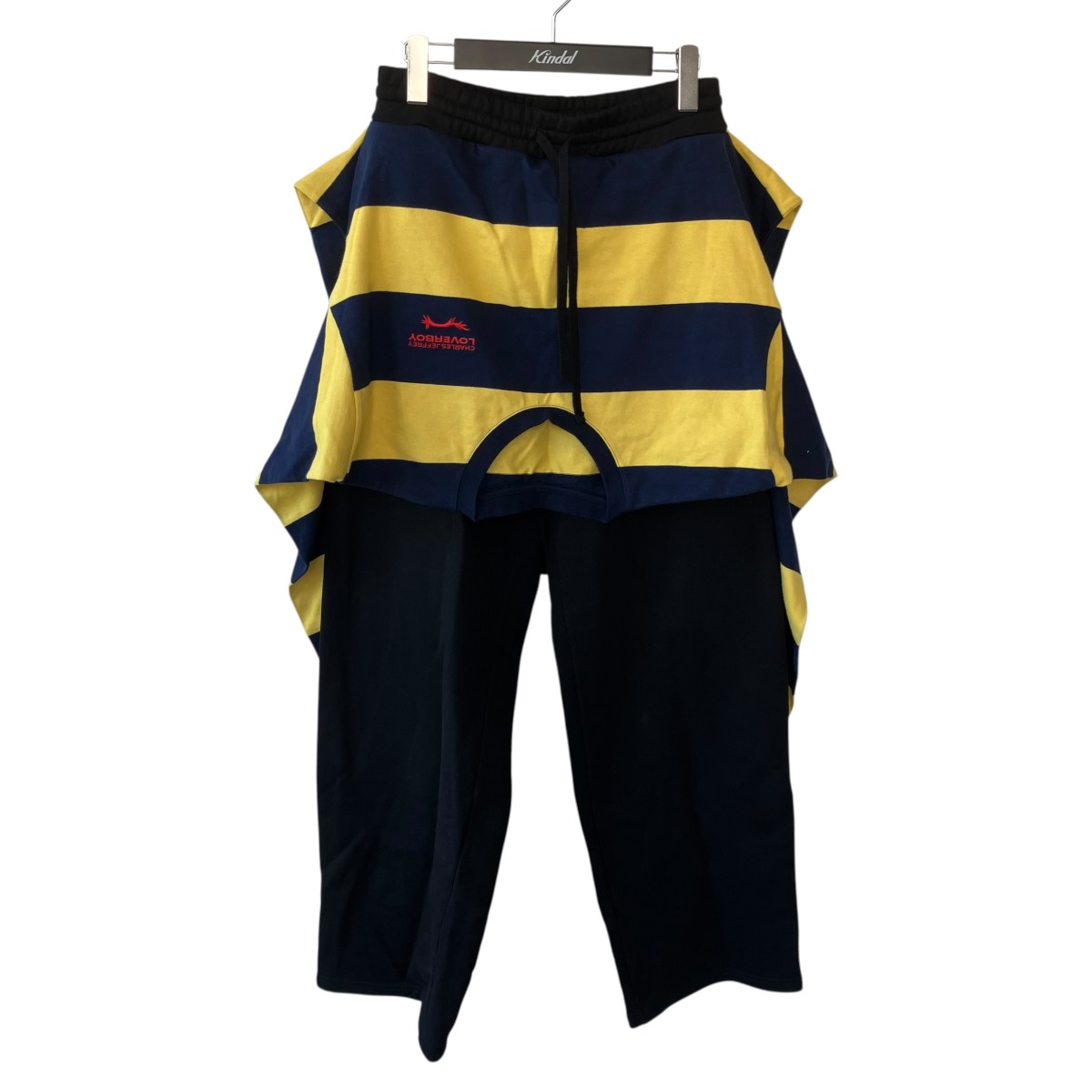 【中古】CHARLES JEFFREY LOVERBOY　LAZY TEE JOGGING BOTTOMS スウェットパンツ イエロー&times;ブラック サイズ：XS 【210526】（チャールズジェフリーラバーボーイ）｜ブランド古着のカインドオル