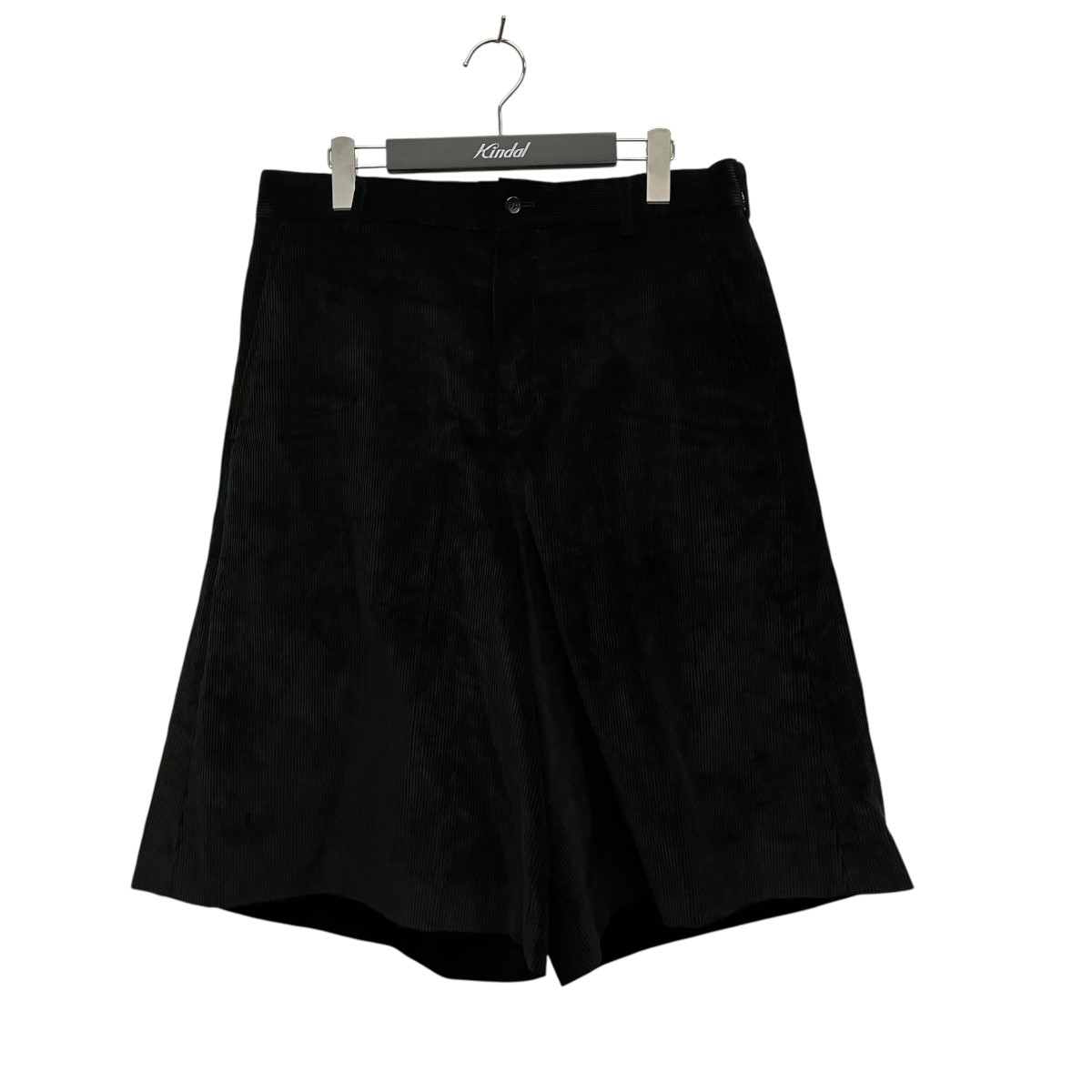 【中古】COMME des GARCONS HOMME PLUS 22AW CORDUROY WIDE LEG TROUSERS コーデュロイハーフパンツ PJ-P006 黒いこと 大きさ：L 【210526】（コムデギャルソンオムプリュス）