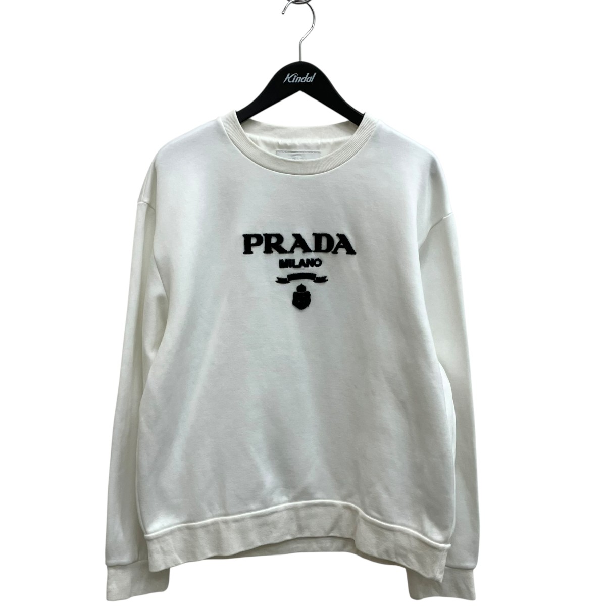 【中古】PRADA フロッキーロゴスウェット UJL207 白いこと 大きさ：L 【220526】（プラダ）